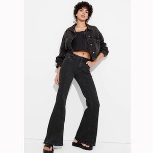 Wild Fable Black Wash Seamed Front High-Rise Flare Denim Jeans